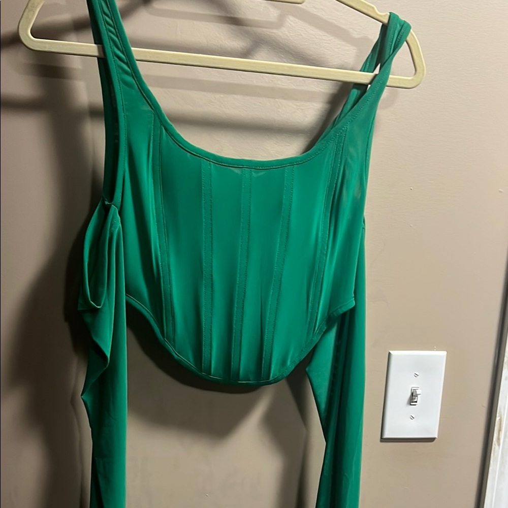 Dylan Green Asymmetrical Cut Out Bodysuit